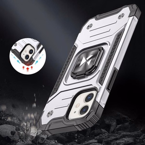 Wozinsky Ring Armor iPhone 14 viedtālruņa apvalks ar magnētisko turētāju gredzenu sudraba krāsas