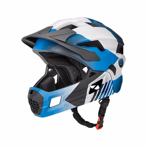 Rockbros TS-61 10110061001 bērnu velo ķivere ar noņemamu zoda aizsargu, izmērs S (48-52) - zila