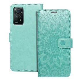 MEZZO grāmatas tipa viedtālruņa apvalks XIAOMI Redmi Note 11 Pro / 11 Pro 5G ar mandalas rakstu, zaļš