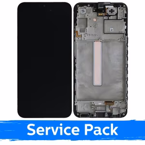 LCD displejs saderīgs ar Samsung A256 A25 5G melns ar rāmi (Service Pack)