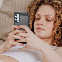 Tech-Protect TPUCarbon viedtālruņa apvalks Samsung Galaxy M15 5G - melns