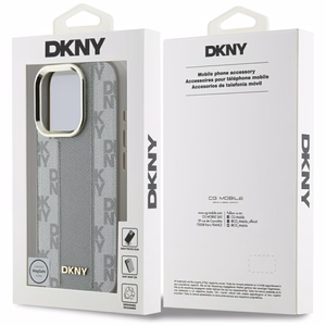 DKNY rūtainā raksta magnētiskais MagSafe apvalks iPhone 16 Pro Max - bēšs