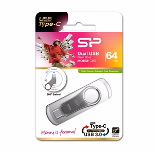 Silicon Power Mobile C80 USB zibatmiņa 64 GB USB Type-A / Type-C 3.0 titāna