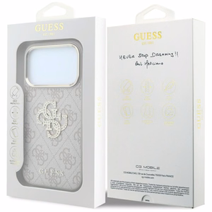 Guess 4G & Big Strass Logo maciņš modelim iPhone 17 Pro / 18 Pro – krāsa: rozā