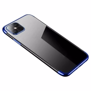 Caurspīdīgs krāsains apvalks Gel TPU ar elektroplāksnes rāmi Xiaomi Mi 11 zils