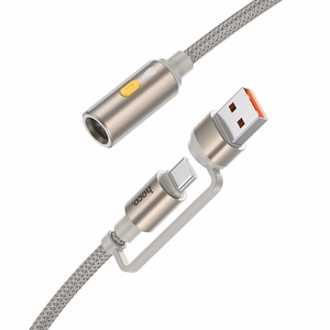 Cable USB A / USB C to Cigarete lighter Hoco 0,3 m UA38B gold