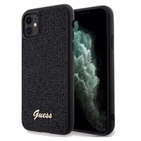 Guess Disco Metāla uzraksts viedtālruņa apvalks iPhone 11 / Xr - melns