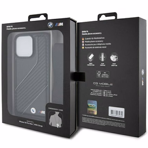 BMW M Edition Carbon Stripe & Strap viedtālruņa apvalks iPhone 15 Pro - melns