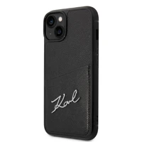 Karl Lagerfeld Signature Logo karšu viedtālruņa apvalks iPhone 14 Plus - melns