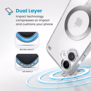 Speck Presidio Perfect-Clear vāciņš ar MagSafe un ClickLock iPhone 16 Plus tālrunim, Clear/Chrome