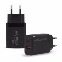 Blavec sienas lādētājs BC-5 GaN - USB + Type C - PD QC 45W 3A (TCBC5G-UCB453A) melns
