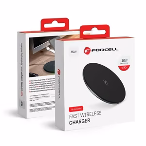 Wireless charger Forcell F-Energy Qi QC 15W + data cable USB C to USB A black