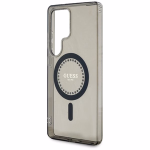 Guess Kristāli Drukāts Klasiskais Logotips Magnētiskais Samsung Galaxy S25 Ultra viedtālruņa apvalks melna