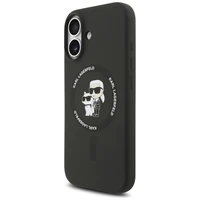 Karl Lagerfeld Silikonais Karl&Choupette Ring Magnētiskais apvalks viedtālrunim iPhone 17 - melns