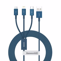 USB Kabelis Baseus "3in1 Superior" Zils 150cm (līdz 3.5A)