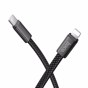 Plakans kabelis USB C uz Lightning Hoco PD 30W 1 m X125 melns