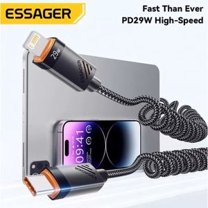 USB Kabelis Essager Chuan4 melns 29W Type-C / Lightning 180cm