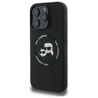 Karl Lagerfeld KLHMP16XSKCHTCK iPhone 16 Pro Max 6.9" cietais silikona viedtālruņa apvalks ar Karl & Choupette apdruku un Magnētisko MagSafe funkciju, melns