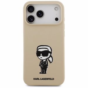 KARL LAGERFELD viedtālruņa apvalks IPHONE 17 Pro Max ar MagSafe saderīgs (silikona ar KL zīmējumu un logotipu) - brūns