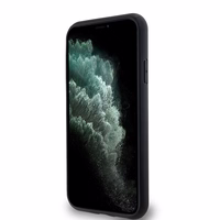 DKNY ādas monogrammas raksts metāla logotips magnētiskais viedtālruņa apvalks iPhone 11 / Xr - melns