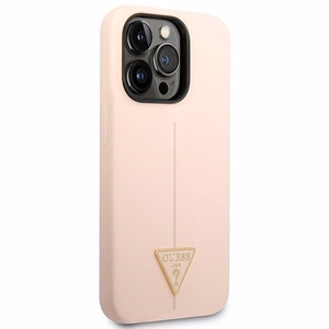Guess GUHCP14XSLTGP iPhone 14 Pro Max 6.7" rozā cietais silikona viedtālruņa apvalks Triangle