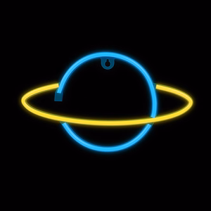 Neon LED Light SATURN dzeltens zils Bat + USB FLNE11 Forever Light