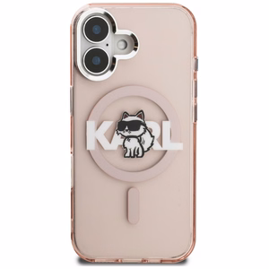 Karl Lagerfeld IML Choupette Sketch Logo MagSafe iPhone 16 Case - Pink