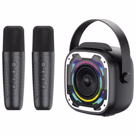 Blavec portatīvais Bluetooth skaļrunis WS-08 Karaoke Idol 8W ar 2 mikrofoniem melns
