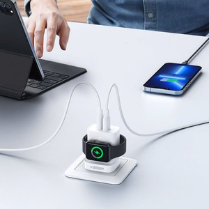 VEGER ceļojumu lādētājs USB A + Type C + bezvadu lādētājs saderīgs ar Apple Watch PD QC3.0 3A 25W W002E balts
