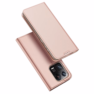 Dux Ducis Skin Pro viedtālruņa apvalks Xiaomi 13 Pro ar kartes turētāju un statīvu rozā