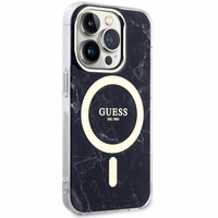 Guess GUHMP14XPCUMAK iPhone 14 Pro Max 6.7" melns cietais apvalks Marble Magnētiskais