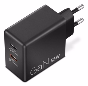 LENOVO Dual USB-C 65W GaN lādētājs melns