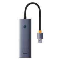 4in1 Hub Baseus UltraJoy USB-A uz USB 3.0 + RJ45 (kosmiskais pelēks)