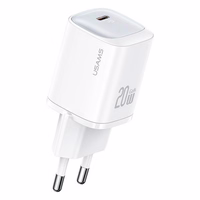 USAMS Tīkla lādētājs CC248 20W GaN USB-C Fast Charging HC Series balts CC248TC02