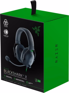 Razer Blackshark V2 X austiņas vadu galvas lente spēļu melnas, zaļas