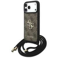 Guess 4G lielā logotipa auklas krusteniskais apvalks iPhone 17 Pro Max - brūns