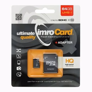 Imro memory card 64GB microSDXC cl. 10 UHS-I + adapter