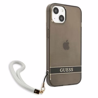 Guess GUHCP13SHTSGSK iPhone 13 mini 5.4" melns/melns cietais viedtālruņa apvalks ar caurspīdīgu dizainu Stap