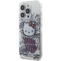 Hello Kitty IML kaķis uz ķieģeļiem grafiti viedtālruņa apvalks iPhone 14 Pro - balts