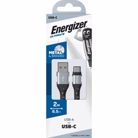 Energizer Ultimate - USB-A to USB-C connecting kabelis 2m (sudrabs)