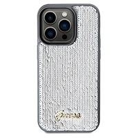 Guess Sequin Script Metal viedtālruņa apvalks iPhone 14 Pro Max – sudraba