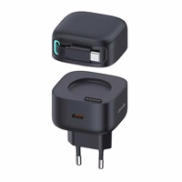 USAMS Tīkla lādētājs 1xUSB-C ar satīšanas USB-C kabeli PD+QC 35W Gan Fast Charging melns XMF Series CC202TC01 (US-CC202)