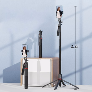 Blavec Selfie Stick Aluminium Fusion P-08 tripod + remote control + 1 lamp 2,2 metres (SSFP08-TR1LB22) black