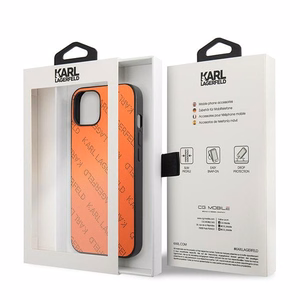 Karl Lagerfeld KLHCP13SPTLO Perforated Allover vāciņš ierīcei iPhone 13 mini 5.4", oranžs