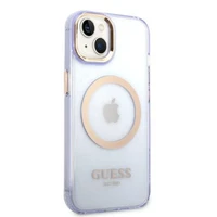 Guess GUHMP14SHTCMU iPhone 14 6.1" violeta/violeta cietais apvalks Zelta kontūra Caurspīdīgs Magnētiskais