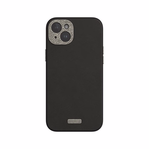 Moshi Napa MagSafe augstākās kvalitātes vegānās ādas vāciņš ierīcei iPhone 15 Plus, “Midnight Black” krāsā