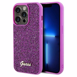 Guess Disco Metal Script viedtālruņa apvalks iPhone 14 Pro - fuksija