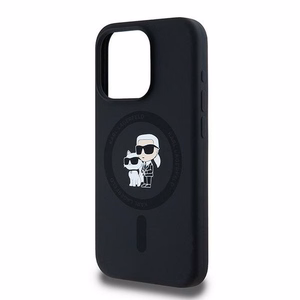 Karl Lagerfeld silikona Karl&Choupette magnētiskais viedtālruņa apvalks iPhone 15 Pro - melns