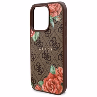 Guess GUHMP16LP4ROPEMCW iPhone 16 Pro 6.3" brūns/brūns cietais apvalks 4G Ziedu Druka Magnētiskais