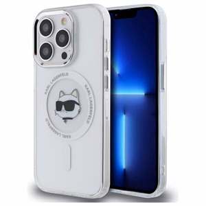 Karl Lagerfeld IML Metāla Choupette galva MagSafe apvalks iPhone 14 Pro - balts